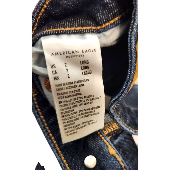 American Eagle Dark Wash Super High Rise Baggy Wide Leg Dreamy Drape Jean 2 Long - Picture 10 of 11